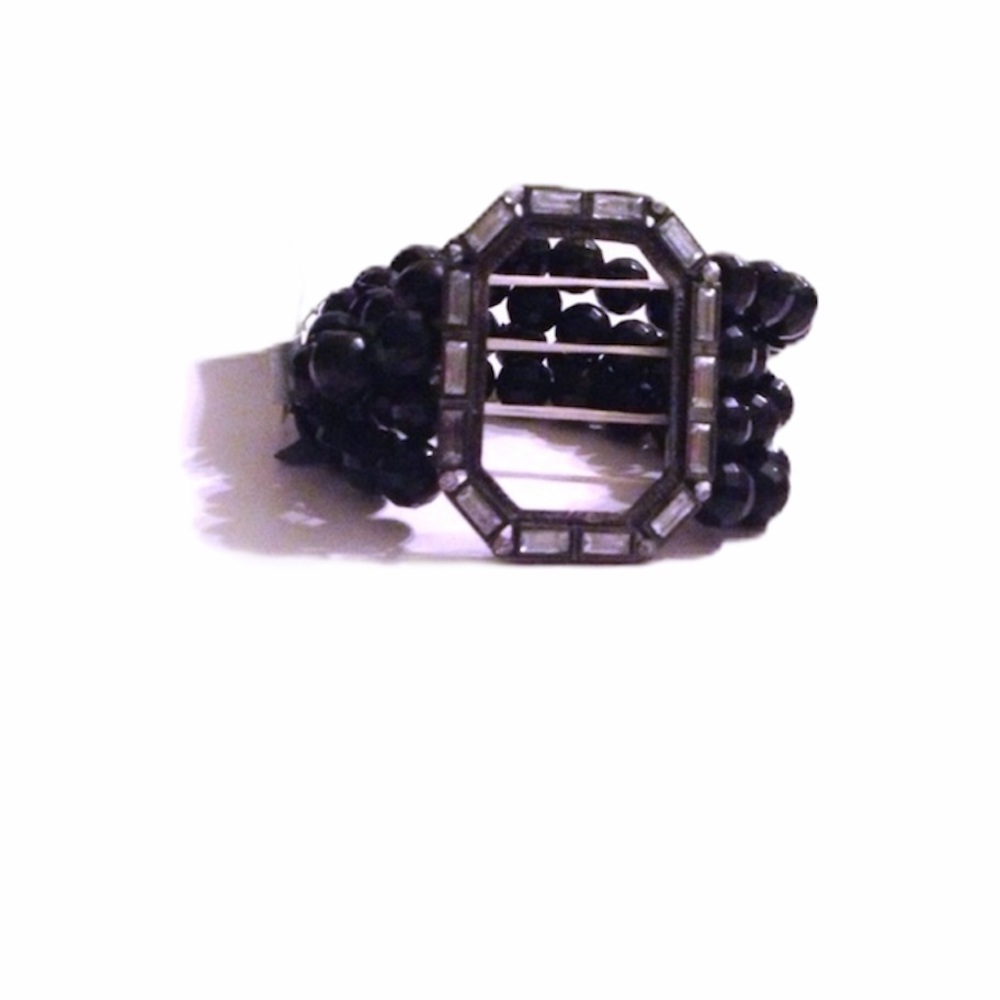 Black Beaded Stretch Bracelet Retro 2010 Deadstock NWT